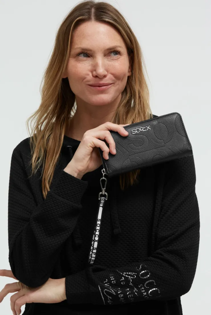 Longbörse mit All-Over-Logo-Prägung black
