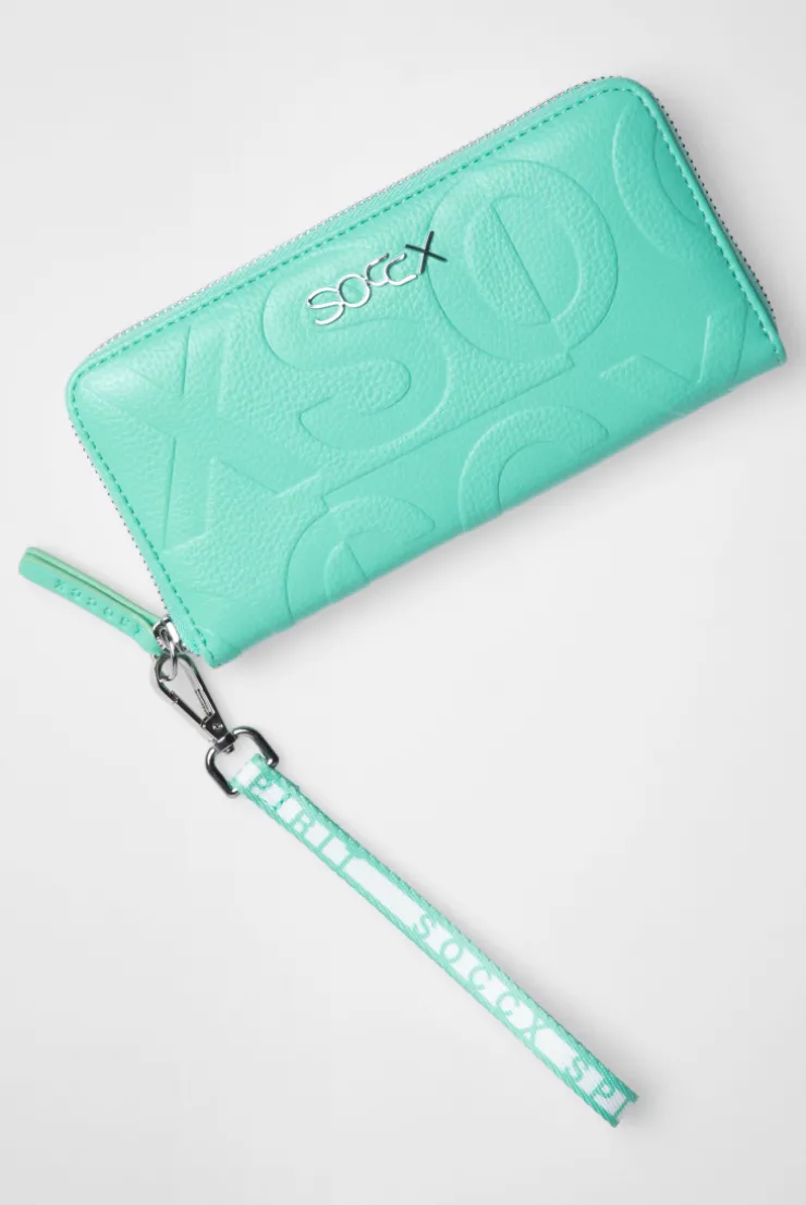 Longbörse mit All-Over-Logo-Prägung misty mint