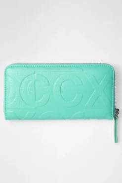 Longbörse mit All-Over-Logo-Prägung misty mint