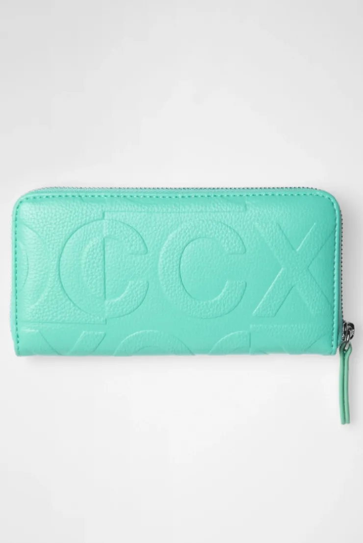 Longbörse mit All-Over-Logo-Prägung misty mint