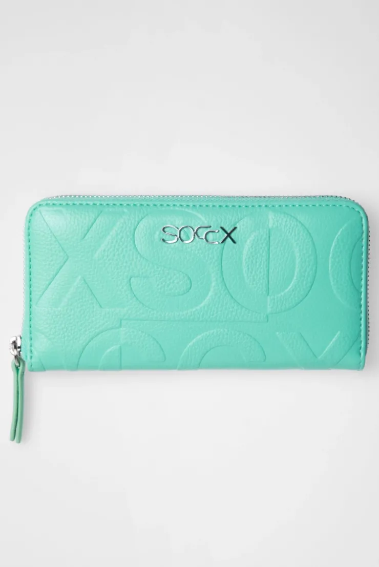 Longbörse mit All-Over-Logo-Prägung misty mint