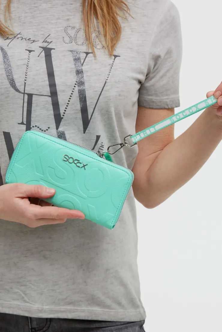 Longbörse mit All-Over-Logo-Prägung misty mint