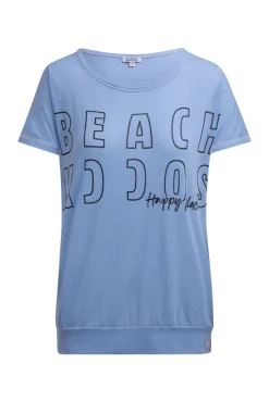 Longshirt mit Ausbrenner-Effekten und Glitter Logo soft ocean
