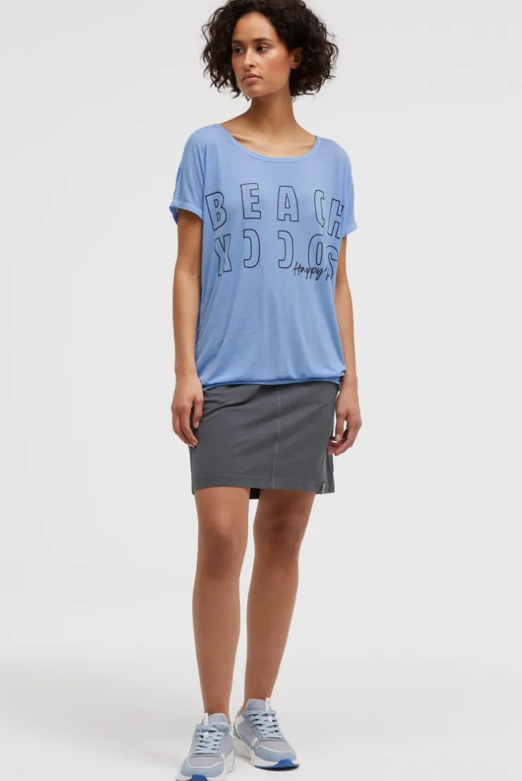 Longshirt mit Ausbrenner-Effekten und Glitter Logo soft ocean