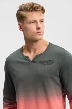 Longsleeve mit Dip-Dye-Effekt und Rücken-Print wild salmon
