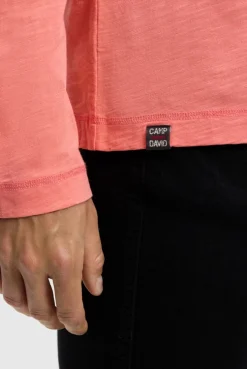 Longsleeve mit Dip-Dye-Effekt und Rücken-Print wild salmon