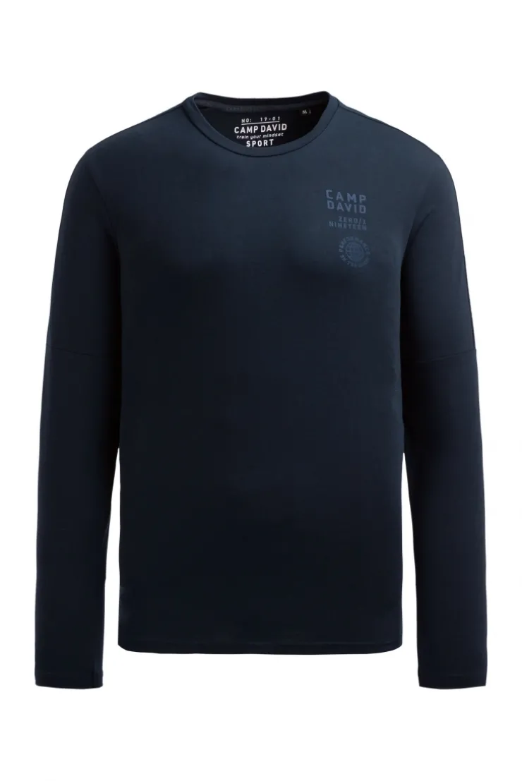 Longsleeve mit reflektierendem Schulter-Artwork blue navy | 4XL