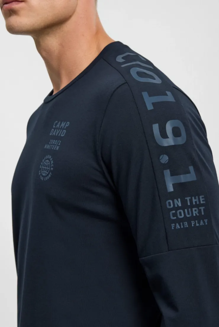 Longsleeve mit reflektierendem Schulter-Artwork blue navy | 4XL