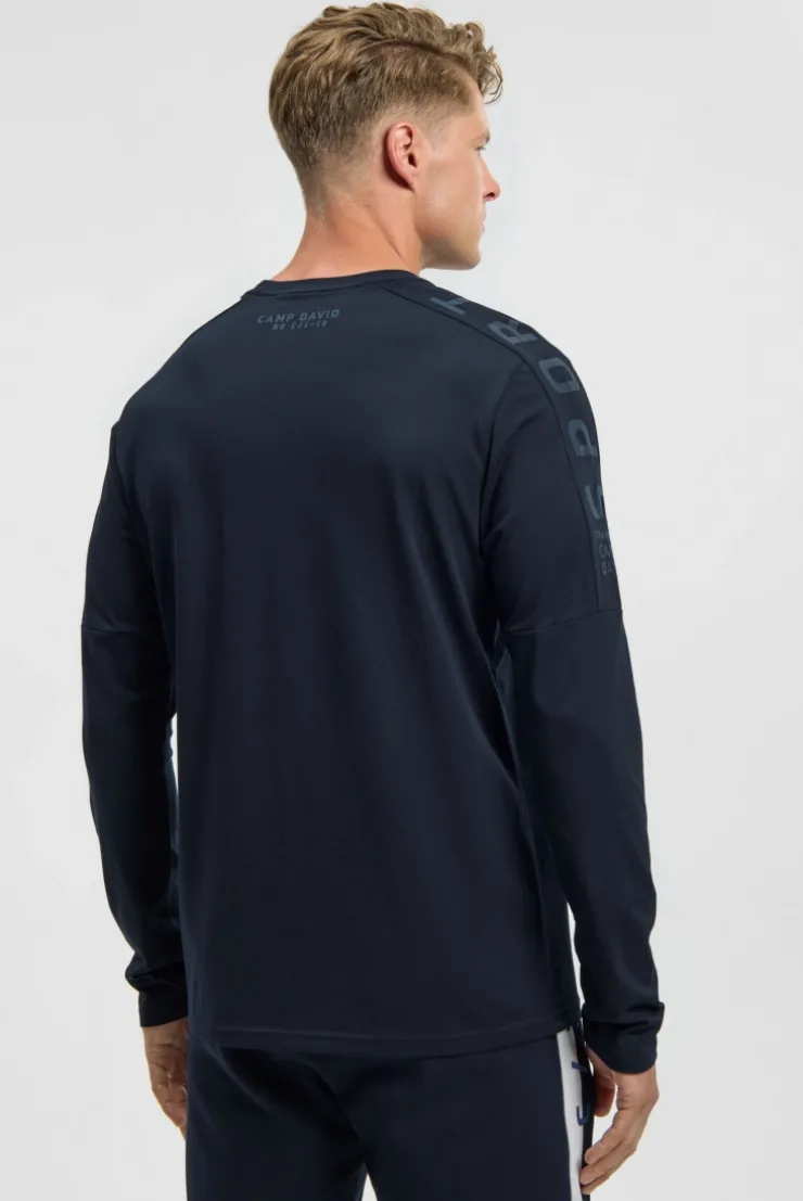 Longsleeve mit reflektierendem Schulter-Artwork blue navy | 4XL