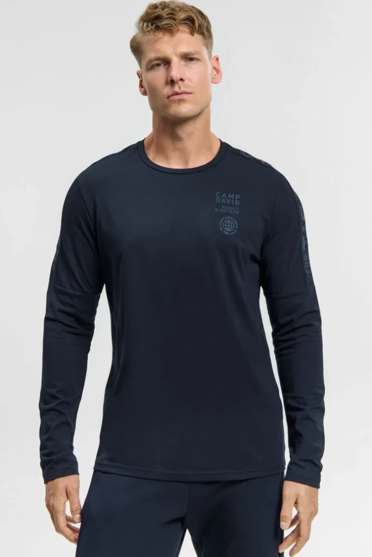 Longsleeve mit reflektierendem Schulter-Artwork blue navy | 4XL