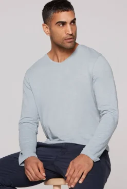 Longsleeve mit V-Neck smokey mint