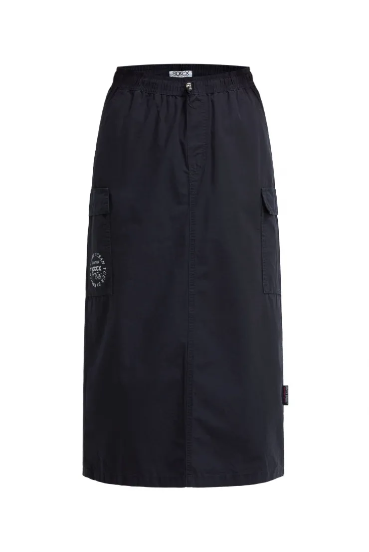 Midirock im Cargo-Stil mit Elastikbund blue navy