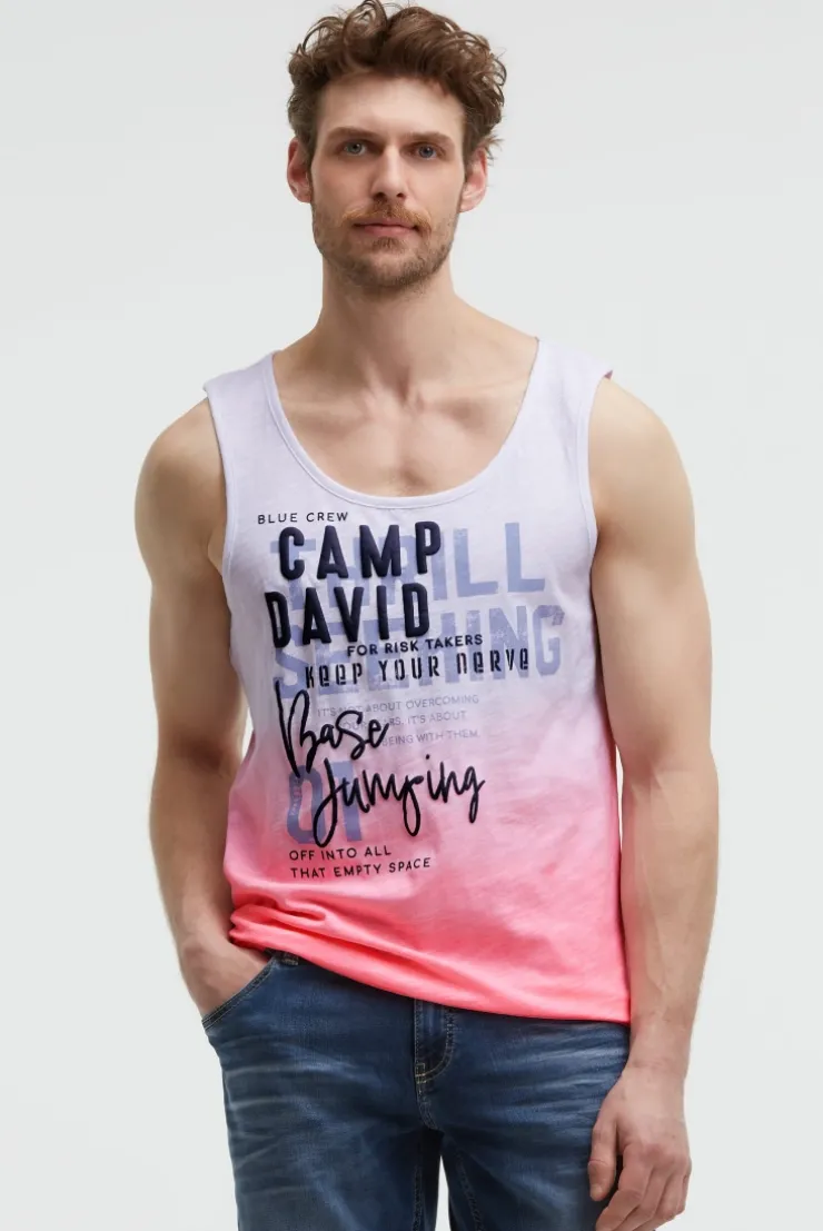 Muskelshirt Dip Dye mit Puffprint neon pink