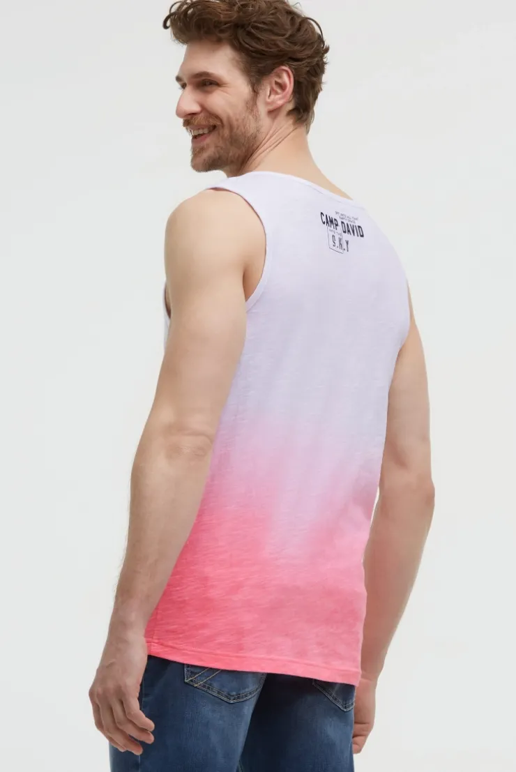Muskelshirt Dip Dye mit Puffprint neon pink