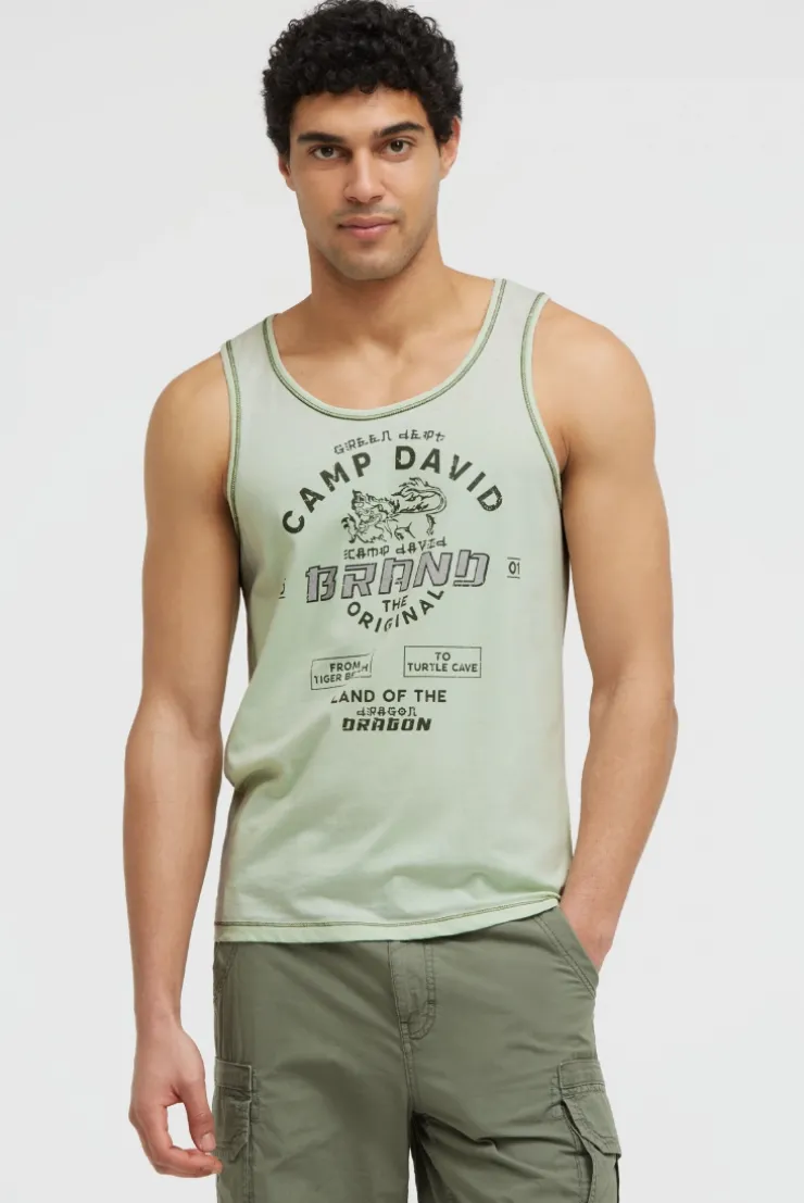Muskelshirt mit Ausbrenner-Effekten und Print light mint