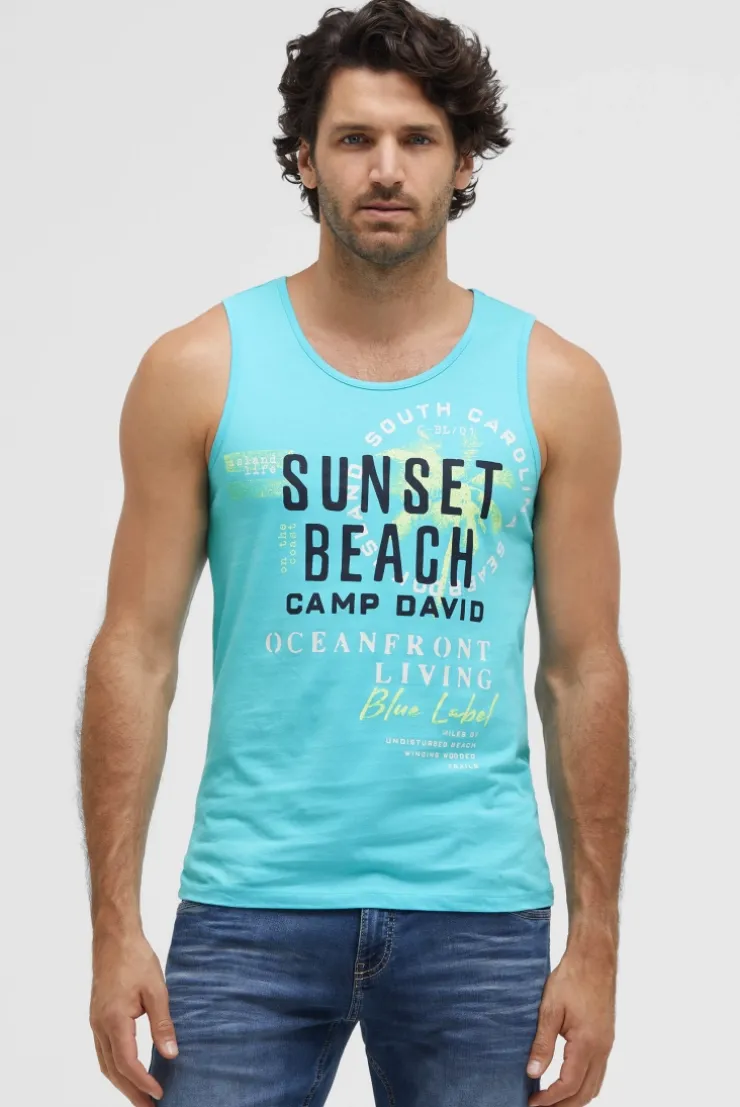 Muskelshirt mit Label Prints aqua