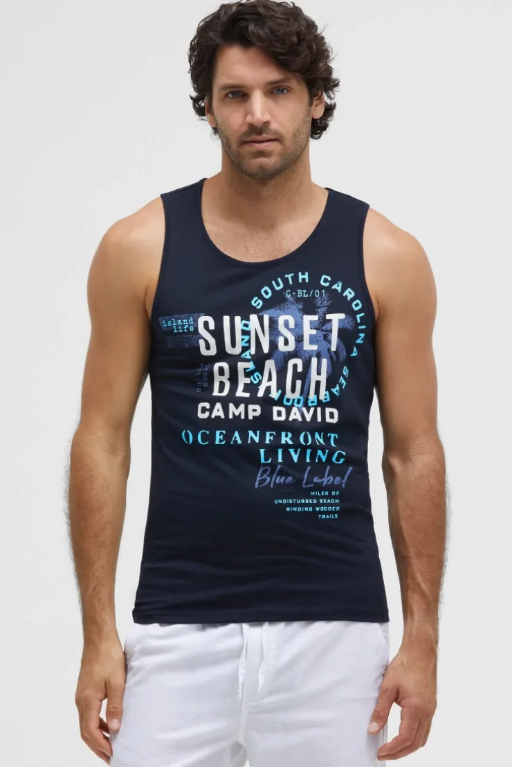 Muskelshirt mit Label Prints blue navy