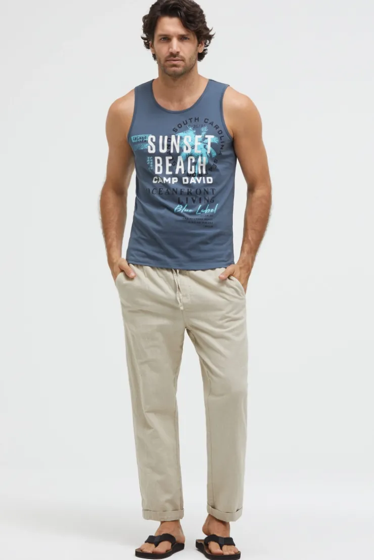Muskelshirt mit Label Prints harbour blue