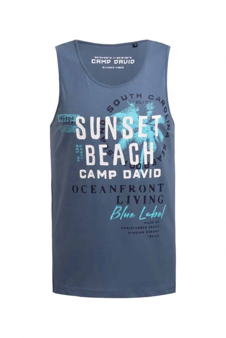 Muskelshirt mit Label Prints harbour blue