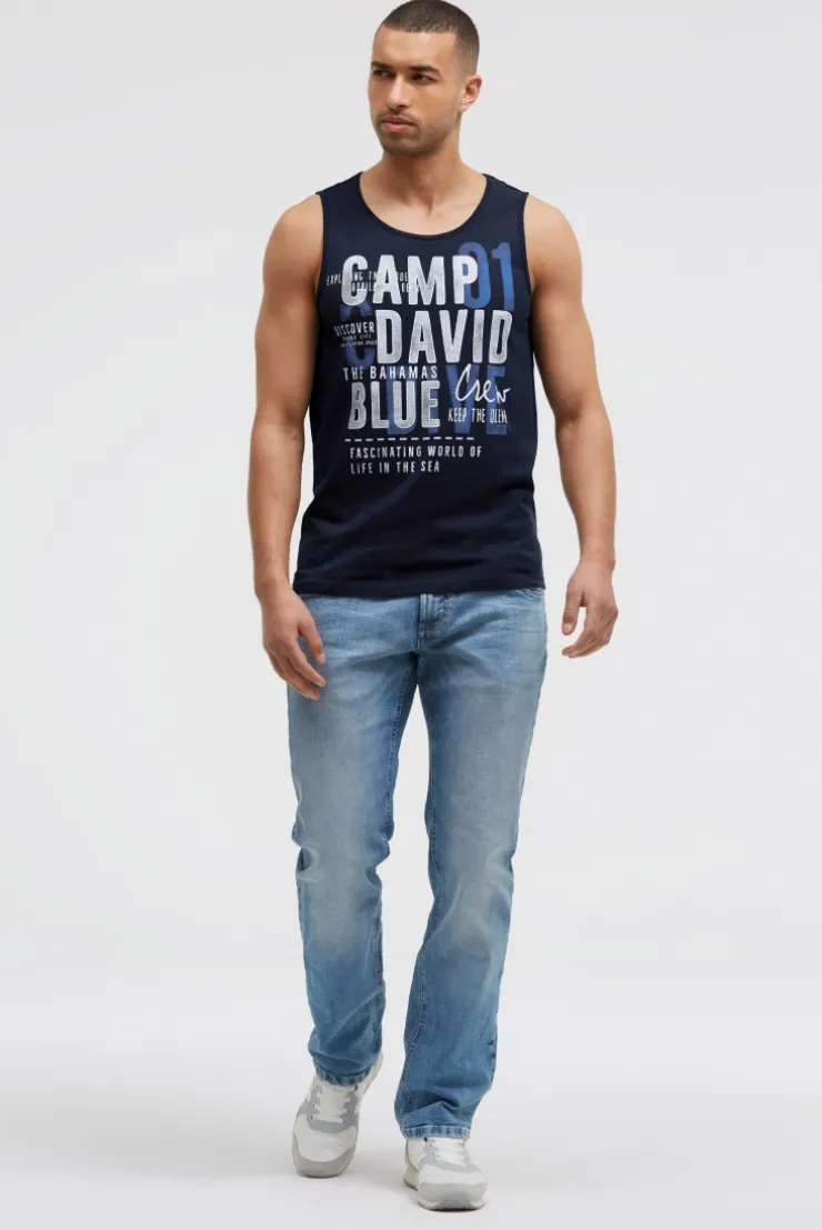 Muskelshirt mit Logo Prints blue navy