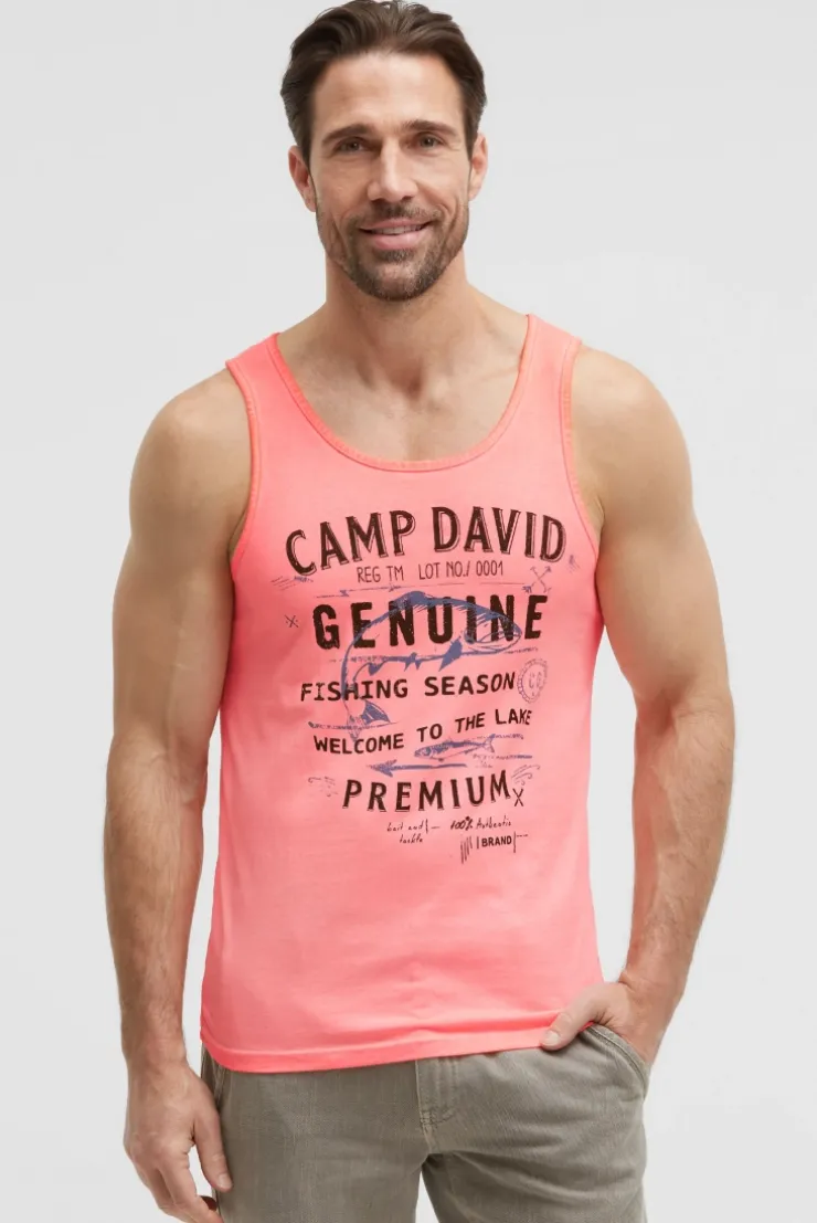 Muskelshirt Oil Dyed mit Logo Prints neon flame