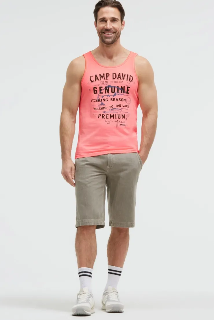 Muskelshirt Oil Dyed mit Logo Prints neon flame