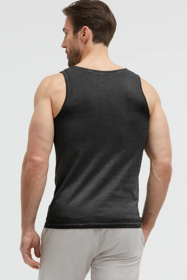 Muskelshirt Oil Dyed mit Logo Prints black