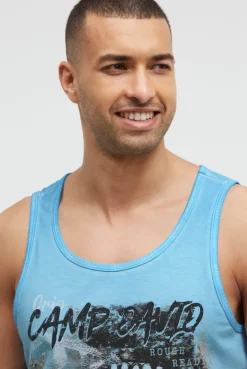 Muskelshirt Oil Dyed mit Photoprint summer aqua