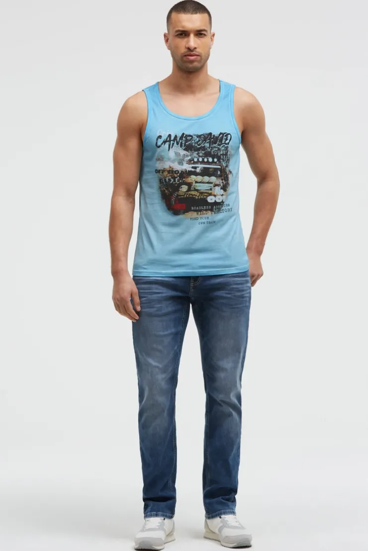 Muskelshirt Oil Dyed mit Photoprint summer aqua