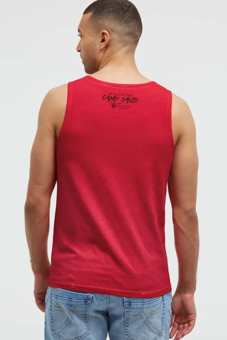Muskelshirt Oil Dyed mit Photoprint red orange