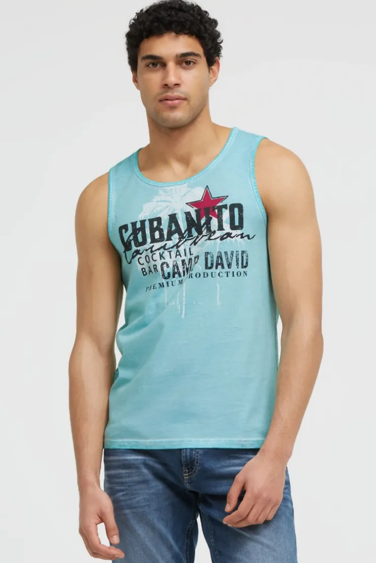 Muskelshirt Oil Dyed mit Used Print aqua splash