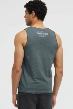 Muskelshirt Oil Dyed mit Used Print green shadow
