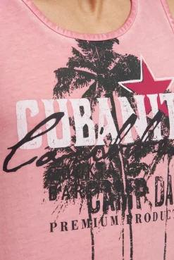 Muskelshirt Oil Dyed mit Used Print beachy red