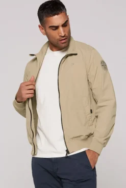 Nylon-Blouson mit Stehkragen tan
