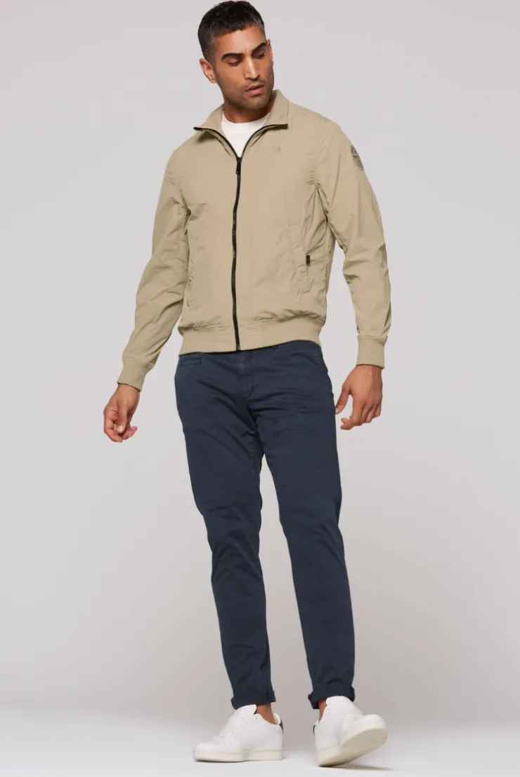 Nylon-Blouson mit Stehkragen tan
