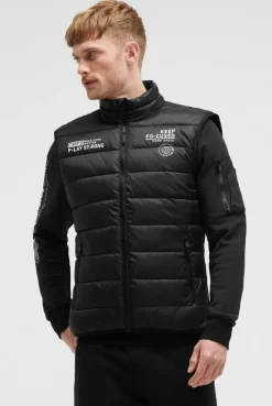 Outdoor-Weste im Materialmix mit Shiny Prints black