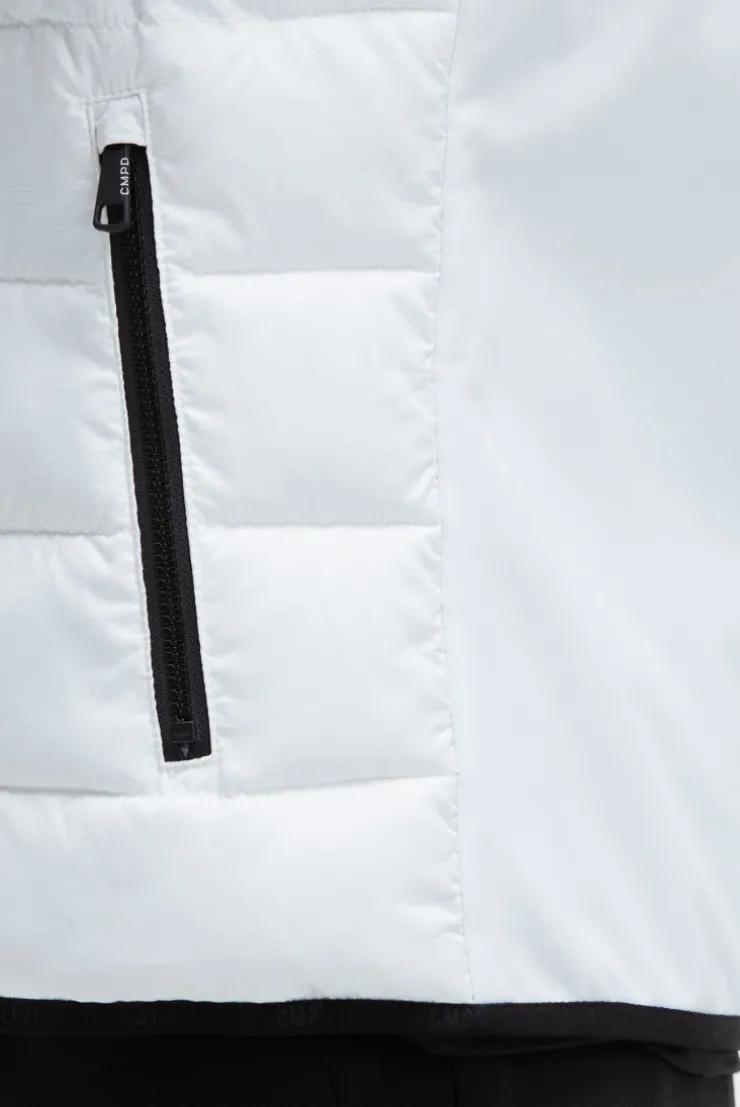 Outdoor-Weste im Materialmix mit Shiny Prints opticwhite