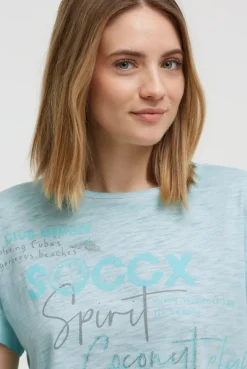 Oversized Shirt mit Artwork und Elastiksaum aqua splash