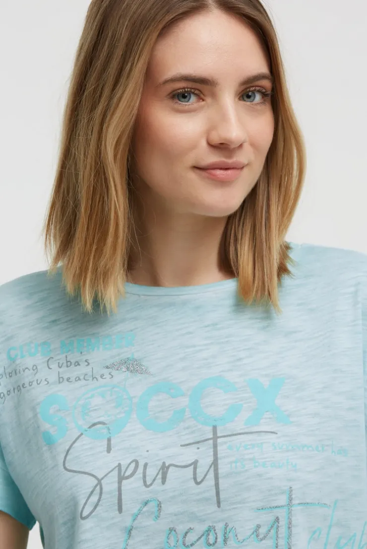 Oversized Shirt mit Artwork und Elastiksaum aqua splash