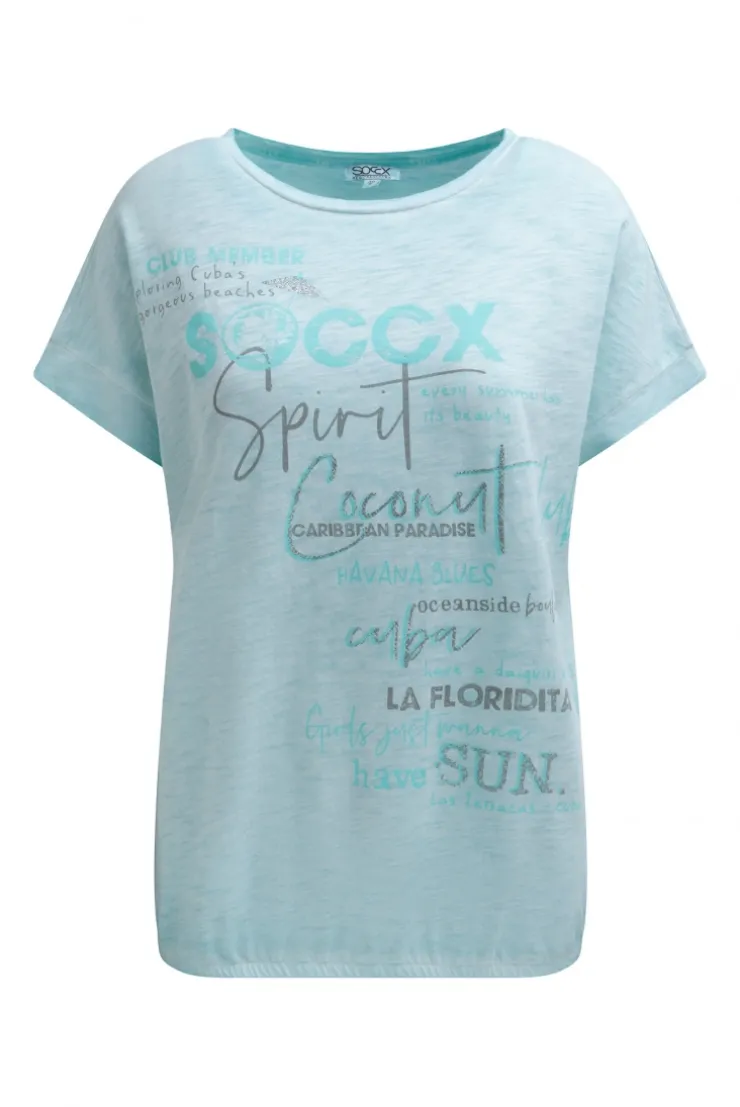 Oversized Shirt mit Artwork und Elastiksaum aqua splash
