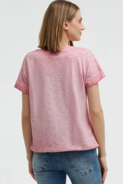 Oversized Shirt mit Artwork und Elastiksaum beachy red