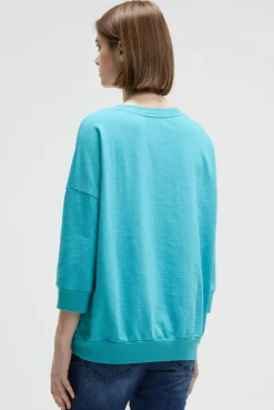 Oversized Sweatshirt mit V-Ausschnitt und Print ocean flash | S