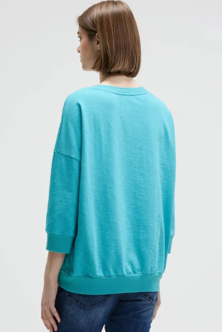 Oversized Sweatshirt mit V-Ausschnitt und Print ocean flash | S