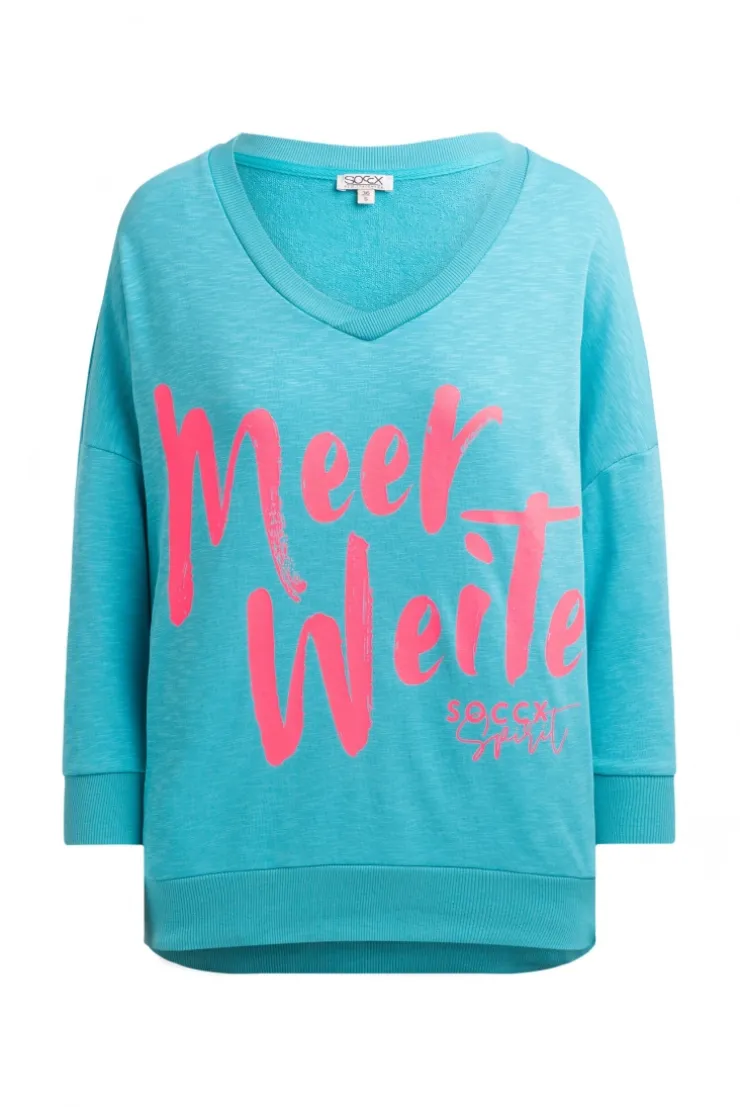 Oversized Sweatshirt mit V-Ausschnitt und Print ocean flash | S