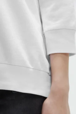Oversized Sweatshirt mit V-Ausschnitt und Print opticwhite