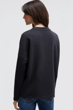 Oversized Sweatshirt mit Wording Print blue navy | XS