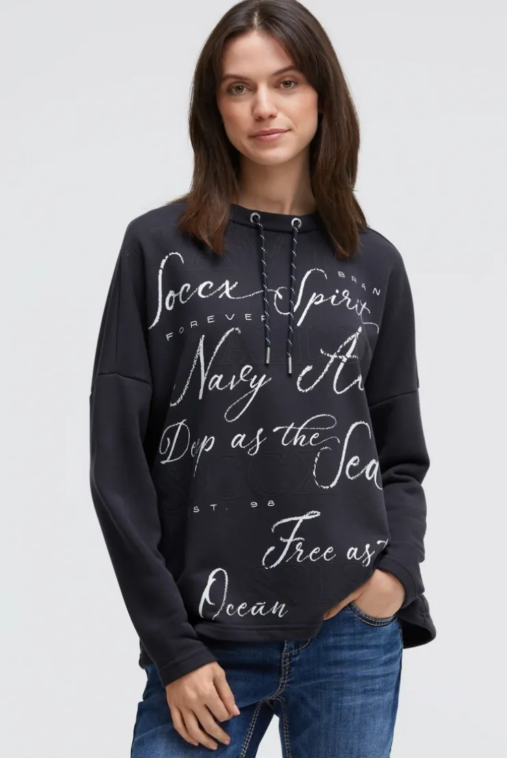 Oversized Sweatshirt mit Wording Print blue navy | XS