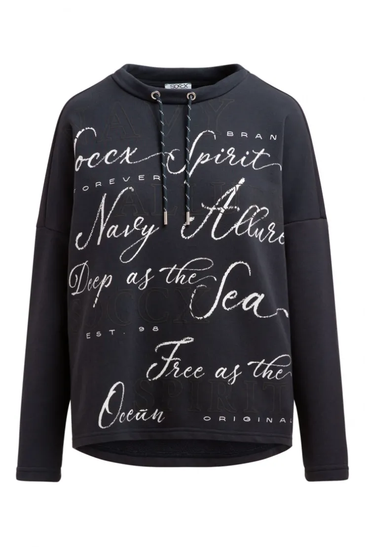 Oversized Sweatshirt mit Wording Print blue navy | XS