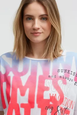 Oversized T-Shirt mit Artwork und Tunnelzugband opticwhite | S