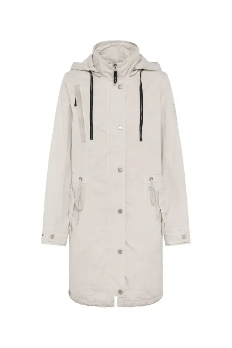 Parka mit Kapuze und Rücken-Artwork stone beige